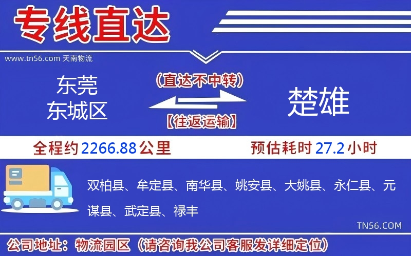 東莞東城區(qū)到楚雄物流公司