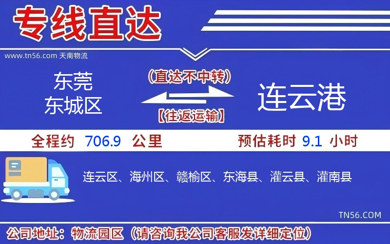 東莞東城區到連云港物流公司