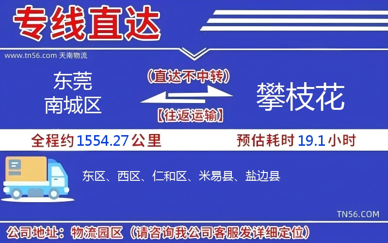 東莞南城區(qū)到攀枝花物流公司