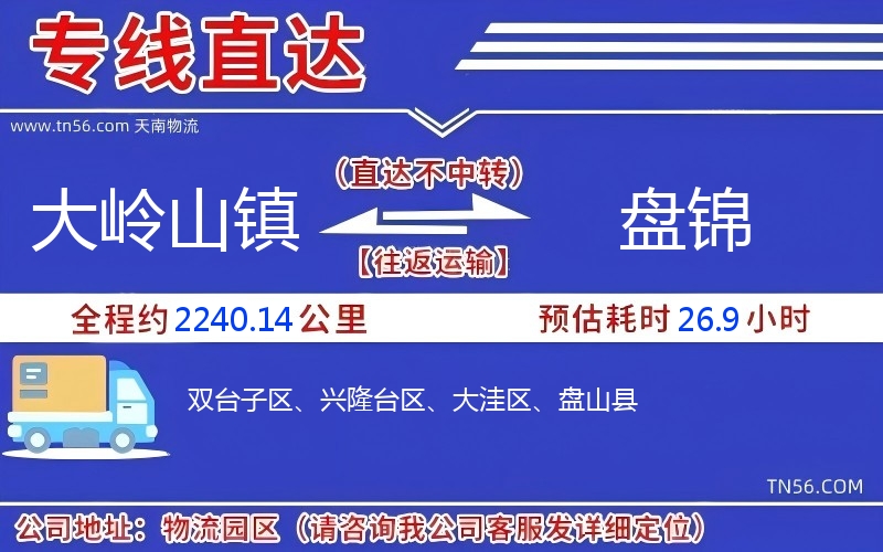 大嶺山鎮到盤錦物流公司 大嶺山鎮到盤錦物流公司