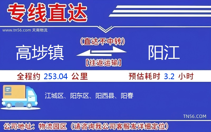 高埗鎮到陽江物流公司 高埗鎮到陽江物流公司