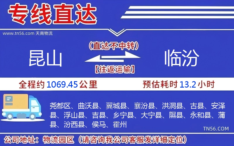 昆山到臨汾物流公司